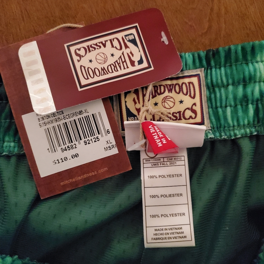 Mitchell & Ness Boston Celtics Shorts NBA Galaxy Swingman Green Multiple Sizes - Picture 16 of 16